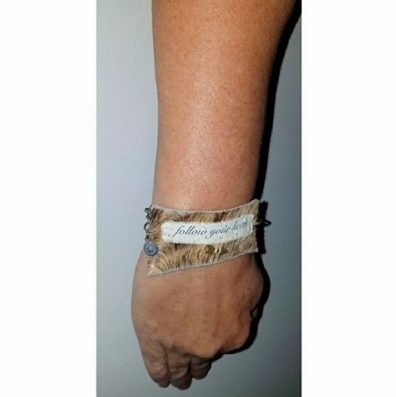 Rustic Leather Bracelet Cuff - Picture 5 of 8